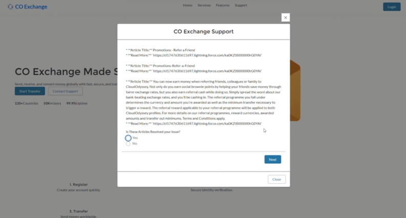 Retrieval before case creation in the portal